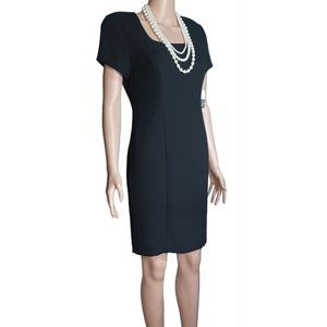 LIZ CLAIBORNE NWT Women's Petite Size 6 Black Casual Square Neck Pencil Dress